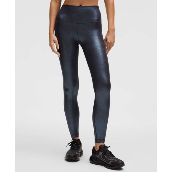 (8) NWT $128 Lululemon Align HR Ribbed Pant 28" *Shine Foil Print Black Night - Picture 3 of 6